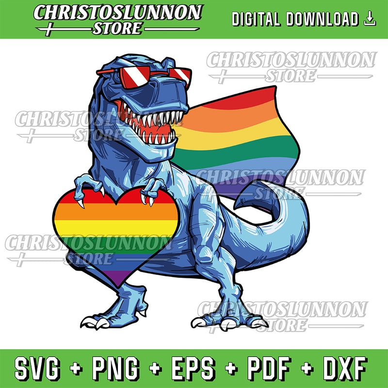 Dinosaur Gay Pride LGBT Rainbow Flag T Rex Sunglasses LGBTQ Svg Gay Pride Dino T Rex Rainbow Flag L 0