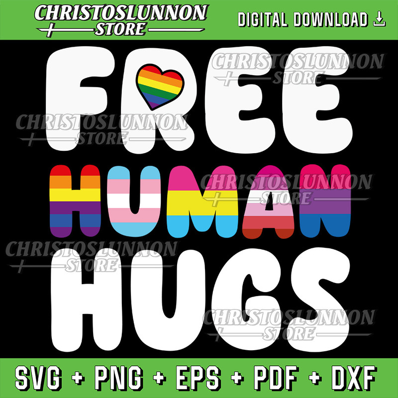 Free Human Hugs Lgbt Pride Month Svg Human LGBTQ Svg LGBT Rainbow Sublimation Design Download LGBTQ 0