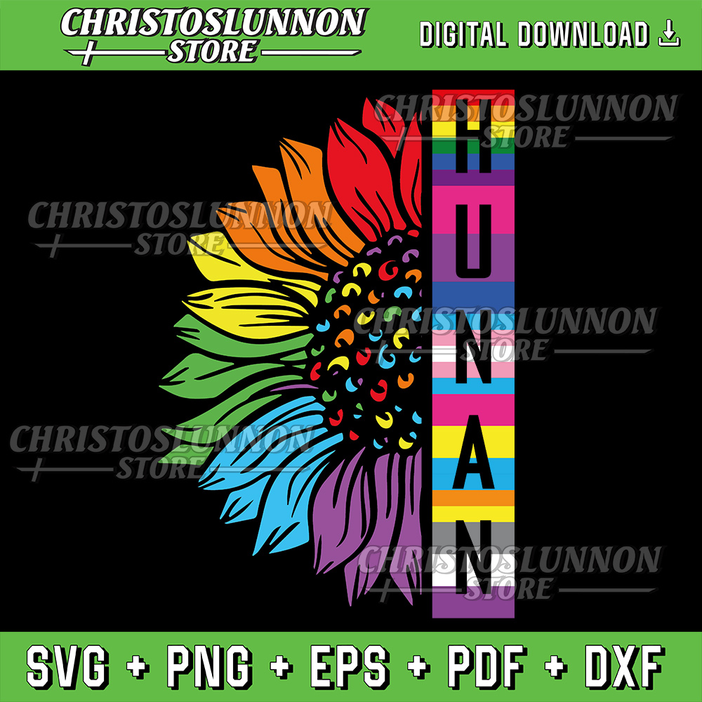 HUMAN Sunflower LGBT Flag Gay Pride Month Proud LGBTQ Svg Pride Ally Gay Pride Svg Lgbt Pride Month 0