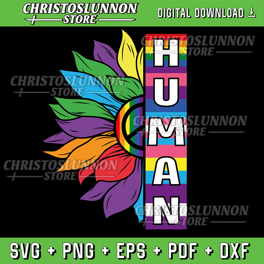 Human Sunflower Rainbow LGBT Flag Gay Pride Month LGBTQ Svg LGBTQ Sublimation Design Motivation Svg 0