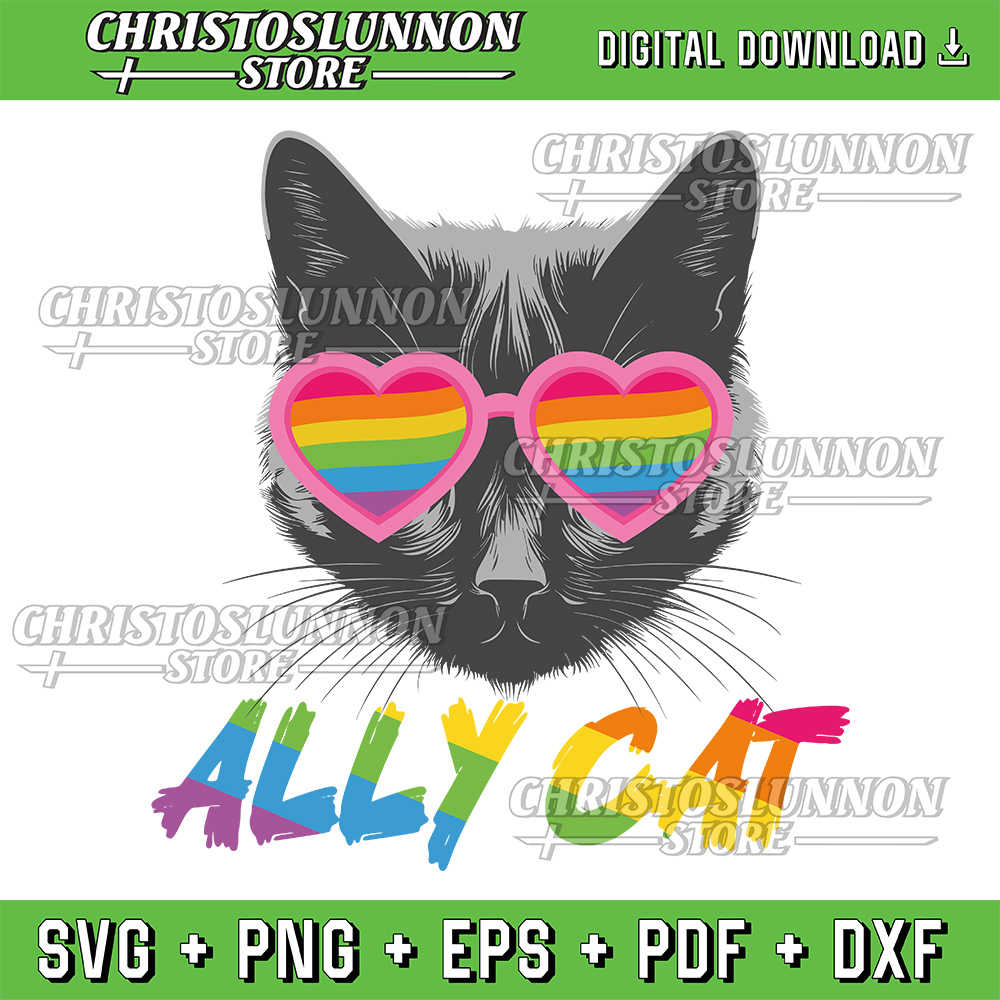 Ally Cat Transgender Trans Pride Stuff Flag Transsexual LGBT Svg LGBT Svg Cat Lover Svg Ally Pride 0