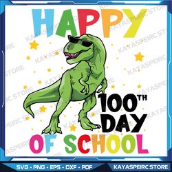 dinosaur t-rex happy 100th day of school dino kids svg, 100 days svg, dino lover svg, schooling svg, teacher apprecation