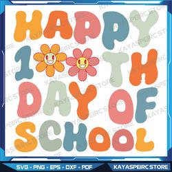 groovy happy 100th day of school cute students kids teachers svg, happy 100th day of school svg, 100th day teacher kids