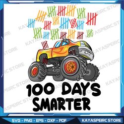boys 100th day of school svg monster truck 100 smarter svg, monster truck svg, school sublimation design svg