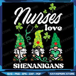 St Patricks Nurses Love Shenanigans Gnomes Scrub Top Women Png, Nurses Love Shenanigans Gnomes Shamrock Png, St Patrick'