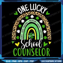 One Lucky School Counselor Rainbow St Patricks Day Png, St Patricks Day Counselor Png, One Lucky Counselor Png