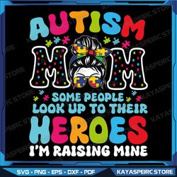 autism mom raising hero groovy messy bun autism awareness svg, messy bun autism, autism svg, autism design