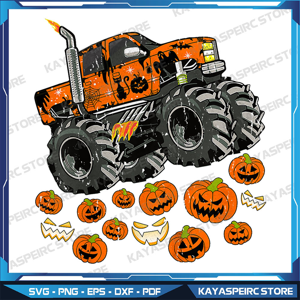 Monster Truck Pumpkin Jack O Lantern Halloween Png Monster Truck Png Sublimation Design Download Truck Png Halloween 0