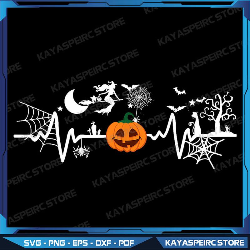 Funny Halloween Pumpkin Heartbeat Png Spooky Png Halloween Png Silhouette Png Sublimation Designs Pumpkin Png Hea 0