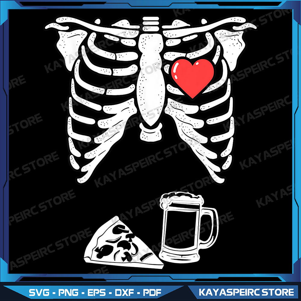 Skeleton Pregnancy Pizza Beer Xray Funny Halloween Soon Png Skeleton Png Pregnancy Png Halloween Ske