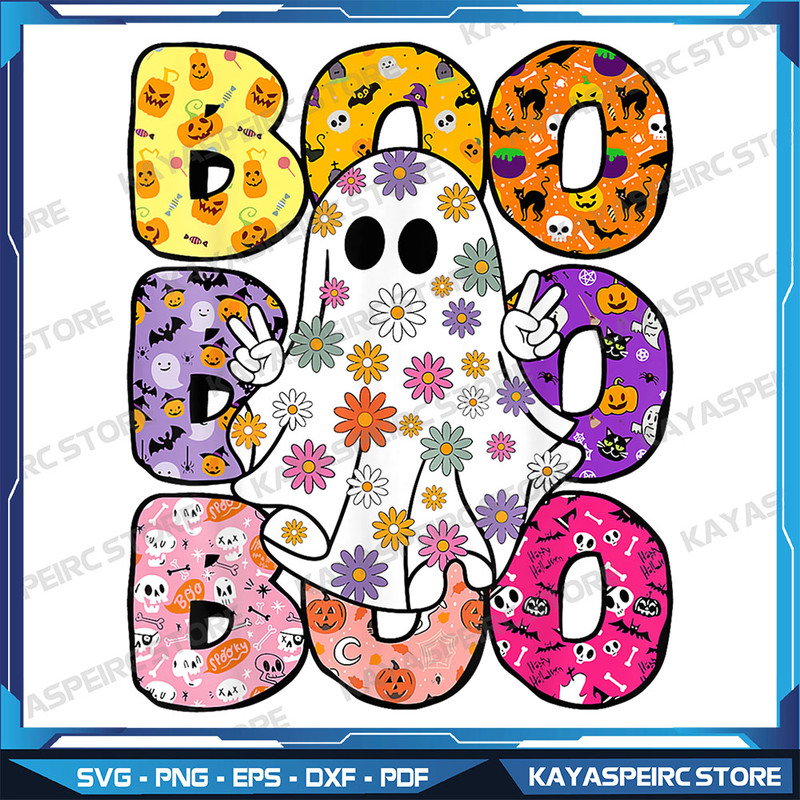 Cute Ghost Floral Boo Halloween Boy Girl Ghost Spooky Season Png Ghost Boo Png Cute Ghost Png Spooky Season Funny 0