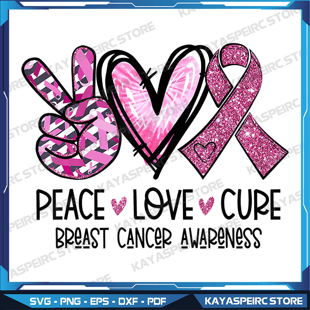Peace Love Cure Pink Ribbon Cancer Breast Awareness Png Awareness Ribbon Png BreastCancerAwareness Png Pink Ribbon 0
