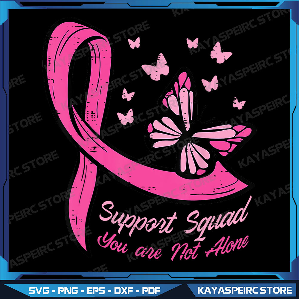 Breast Cancer Ribbon Butterfly Support Squad Png Together We Fight Png Pink Ribbon Png Pink October Png 0