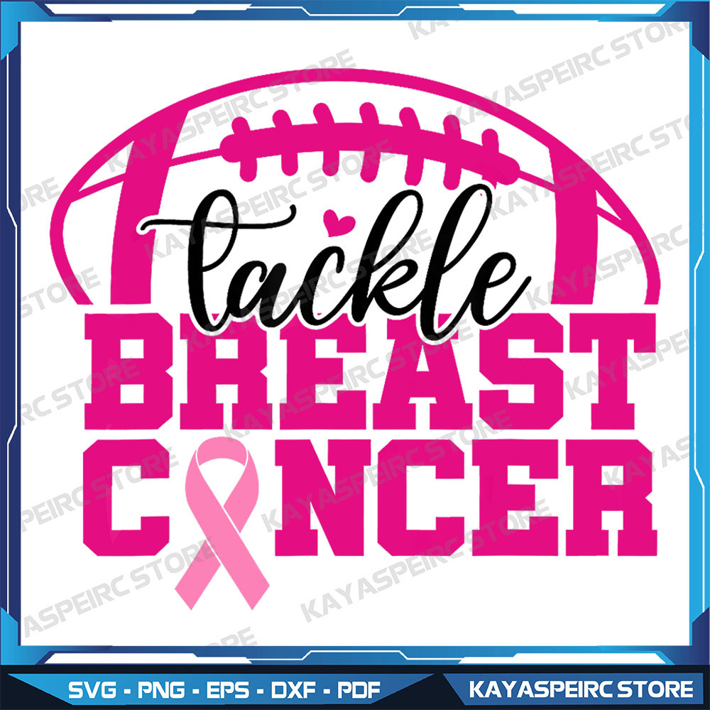 Tackle Cancer Pink Ribbon Football BreastCancerAwareness Png BreastCancerAwareness Png Football Season Png 0