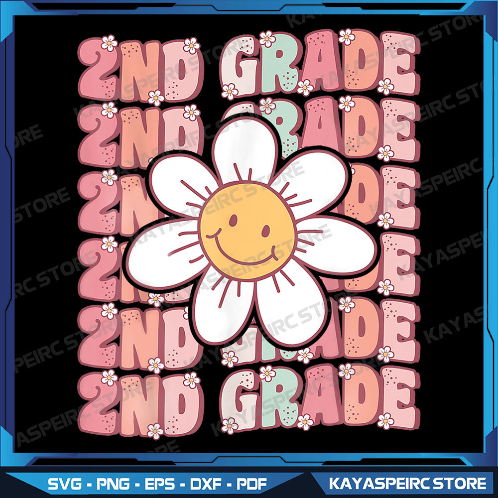 Groovy 2nd Grade Back To School First Day Of Second Grade Png Back To School 2nd Grade Design Sublimation Designs 0