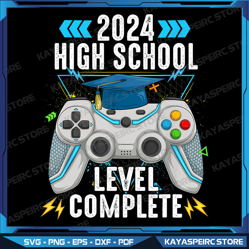 Funny Senior Gamer 2024 High School Level Complete 2024 Grad Png Graduation Video Game Png High School Png Gamer Png 0