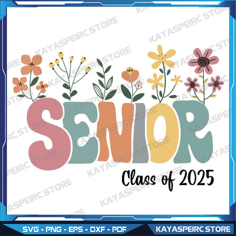 Retro Groovy Senior 25 Class Of 2025 Graduation Flower Png Retro Graduation PNG Digital Download Png