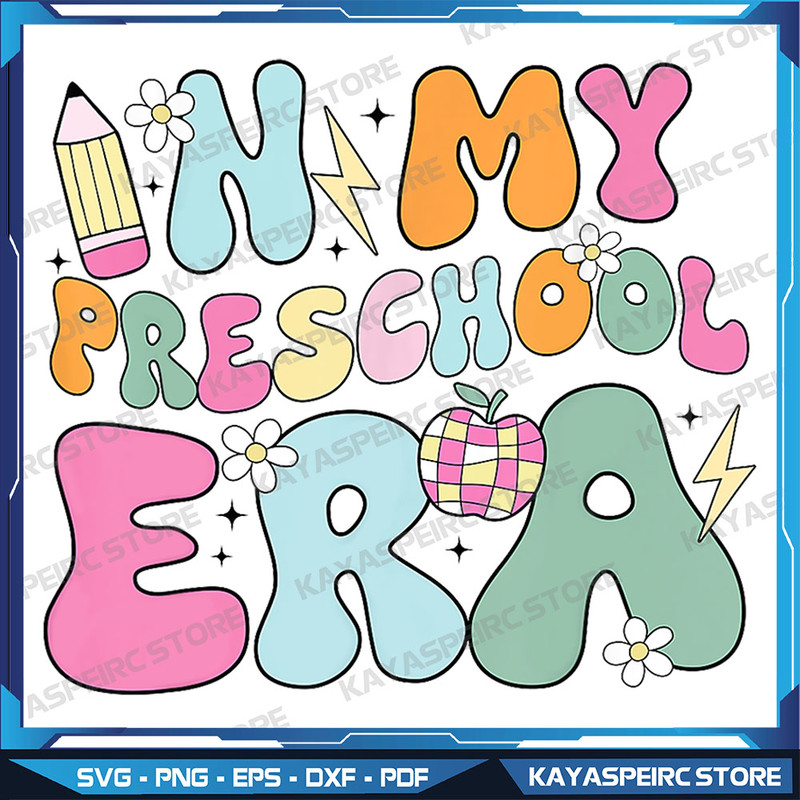 In My Preschool Era Cute Groovy Back To School Teachers Kids Png Preschool Era Png Preschool Back To School Png 0