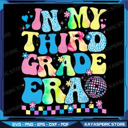 in my third grade era groovy back to school png, in my third grade era, back to school teacher student png, 3rd teacher