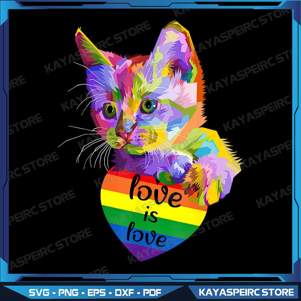 Cat LGBT Flag Gay Pride Month Transgender Rainbow Lesbian Png Cat With LGBT Cat Lover Svg LGBT Awareness Digital File 0