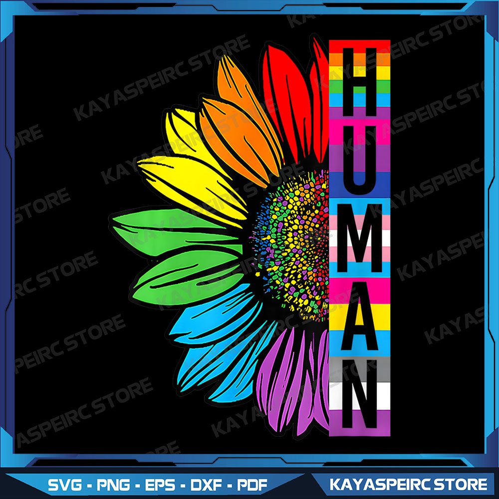 HUMAN Sunflower LGBT Flag Gay Pride Month Proud LGBTQ Png Pride Ally Gay Pride Png Lgbt Pride Month Png Say Gay Png 0
