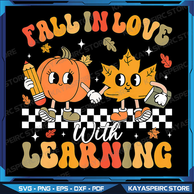 Retro Fall In Love With Learning Autumn Pumpkin Teacher Png Fall In Love With Learning Fall Teacher 0