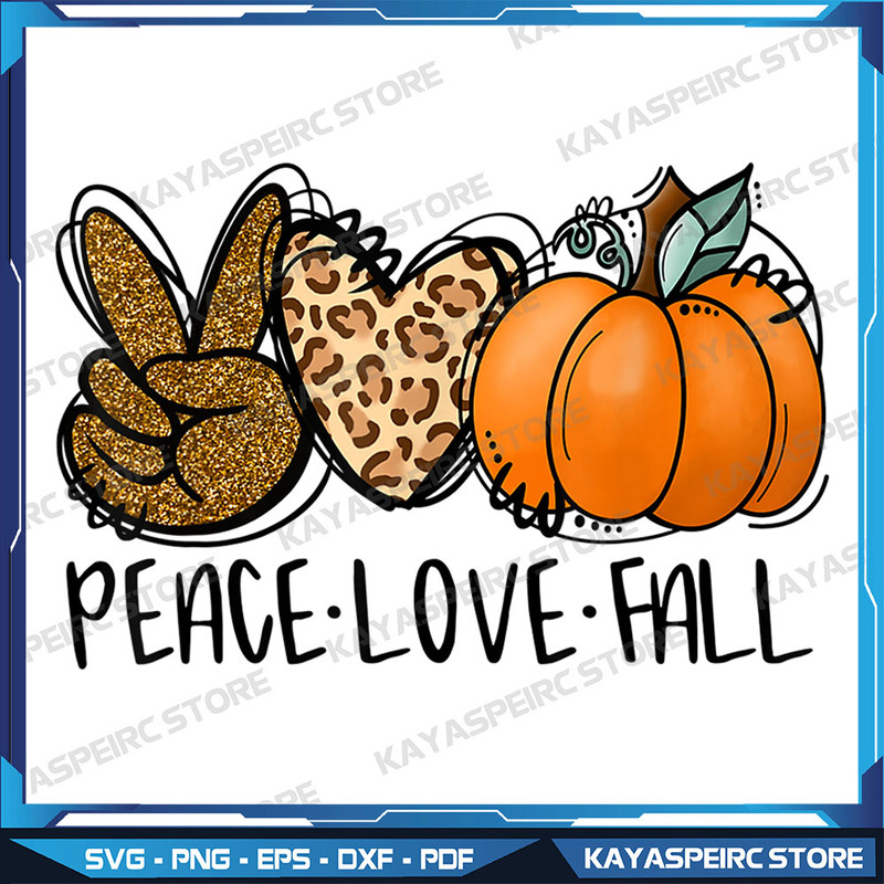 Peace Love Fall Autumn Leopard Heart Pumpkin Thanksgiving Png Love Fall Yall Png Leopard Fall Subli 0