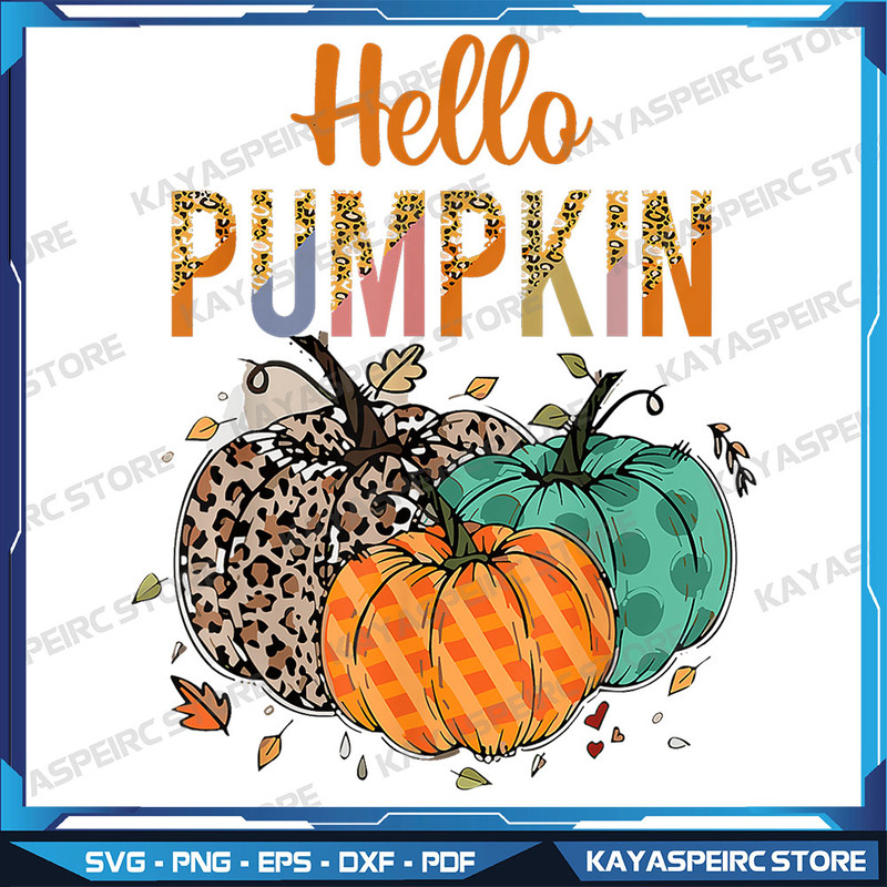 Hello Pumpkin Leopard Print For Fall Thanksgiving Png Autumn Leopard Png Fall Vibes Sublimation Ins 0