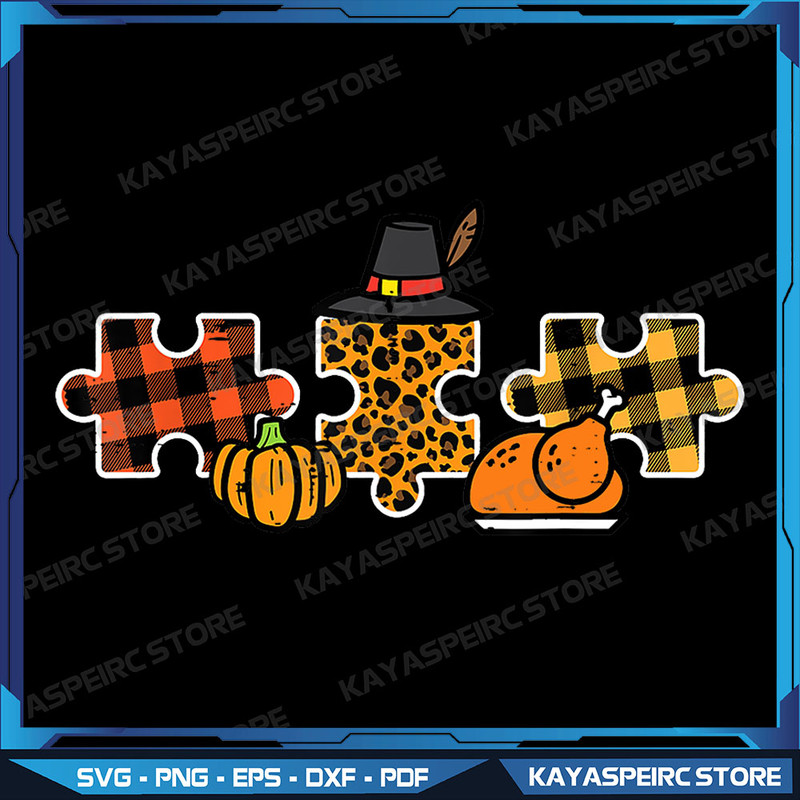 Thanksgiving Autism Awareness Puzzle Fall Png Trendy Thanksgiving Design Png Thanksgiving Distresse 0
