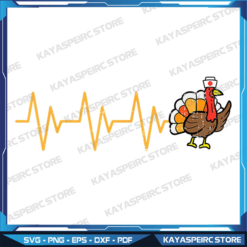 Heartbeat Turkey Nurse Thanksgiving Scrub Top RN ICU ER Nicu Png Turkey Nurse Png Thanksgiving Day  0