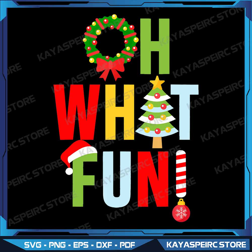 Oh What Fun Christmas With Wreath And Tree Png Oh What Fun Png Merry Christmas Png Retro Christmas  0