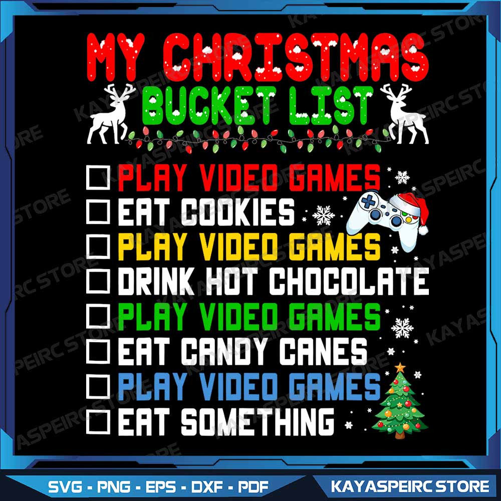 Xmas Bucket List Santa Hat Funny Video Gamer Christmas Png Video Game Controller Santa Hat Gamer Pn 0