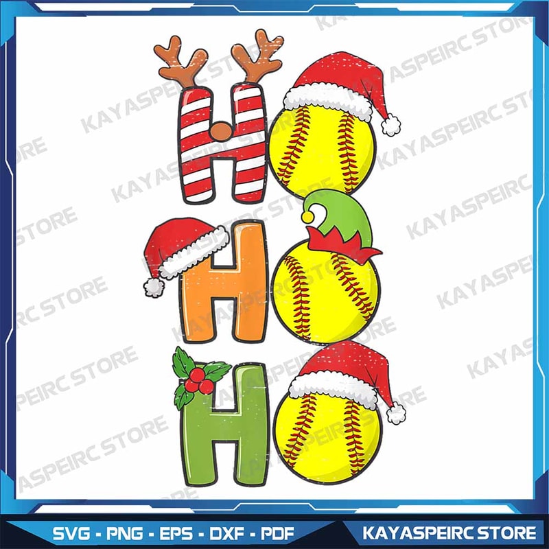 Christmas Softball Ho Ho Ho Softball Xmas Sport Men Women Png Softball Horn Christmas Png 0