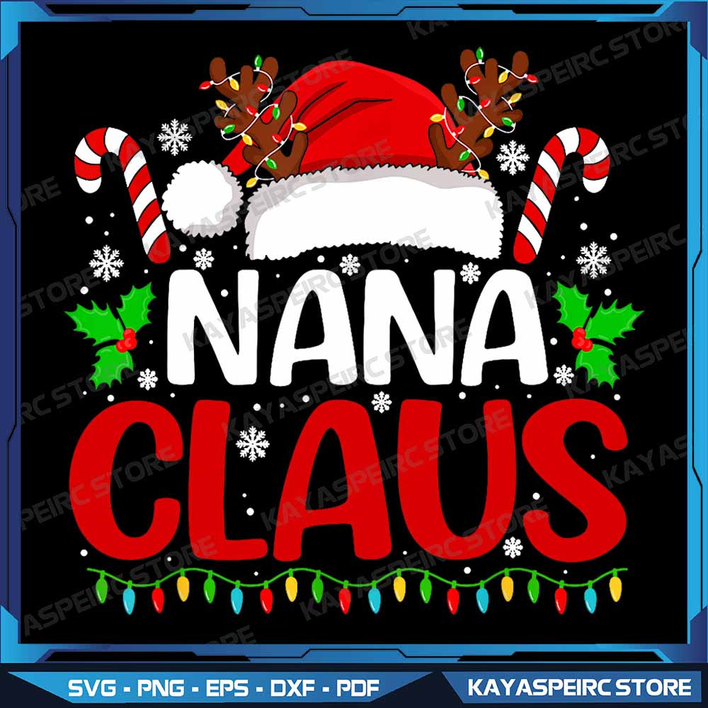 Nana Claus Christmas Lights Family Matching Xmas Png Nana Claus Christmas Png Merry Christmas Png 0