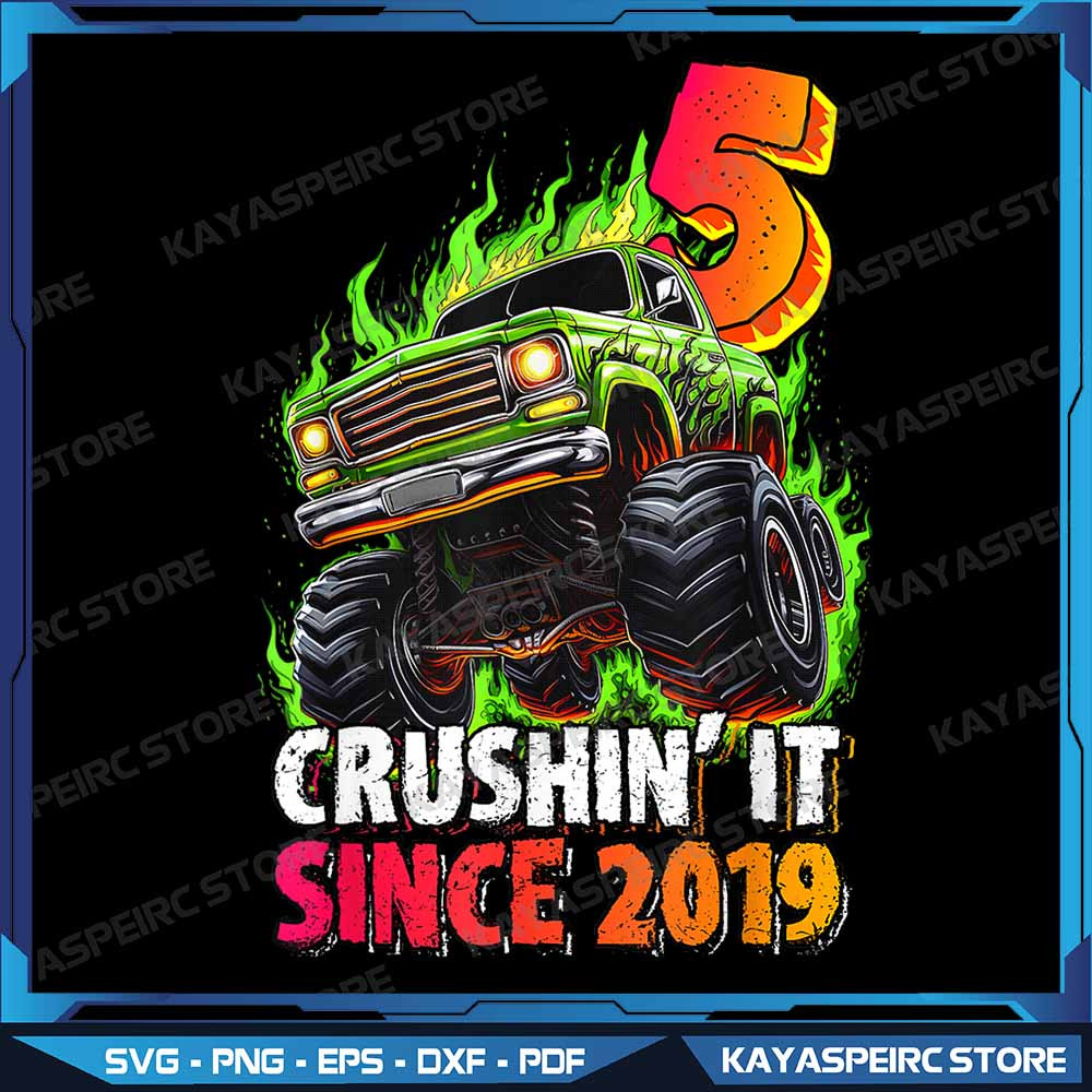 Monster Truck 5 Year Old Boys 5th Birthday Party Born 2019 Png 5 Year Old Birthday Boy Png Monster  0
