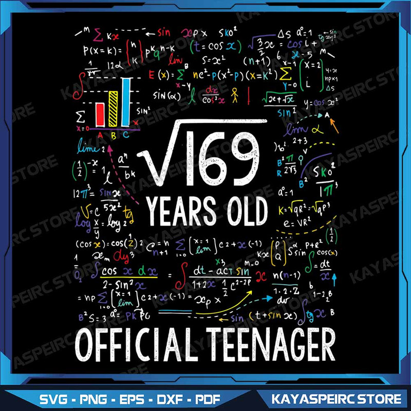 Square Root Of 169 13 Years Old Official Teenager Birthday Png 13 Years Old Official Teenager Png M 0