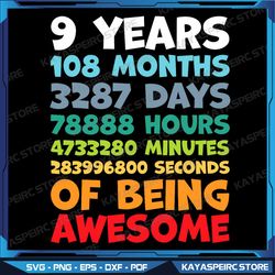 9 year old bday decorations son boy 9yr 9th birthday png, 9th birthday 9 years, 108 months of being awesome, 9 years old