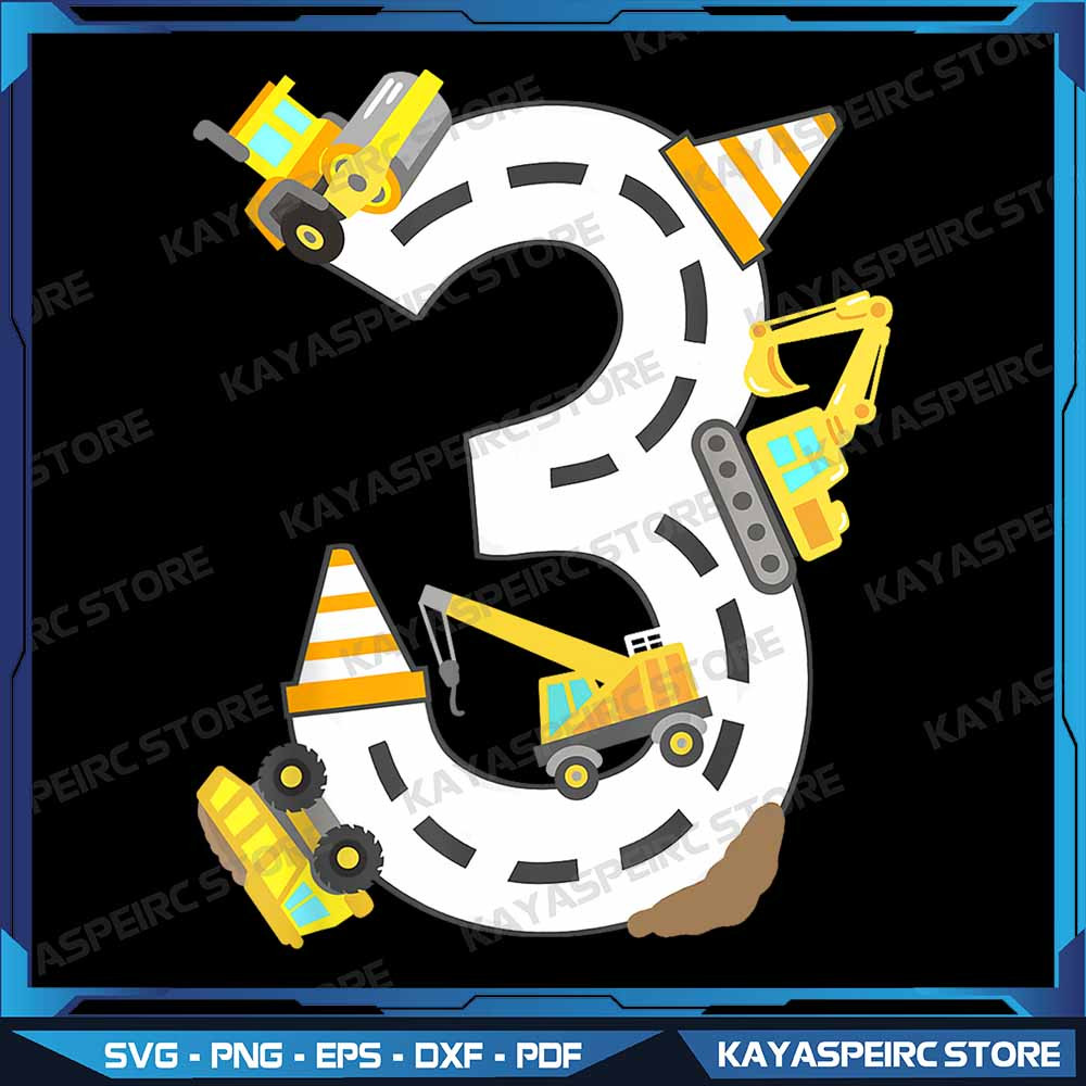 3rd Construction Birthday Party Excavator Boys 3 Years Old Png 3rd Birthday Boy Construction Truck  0