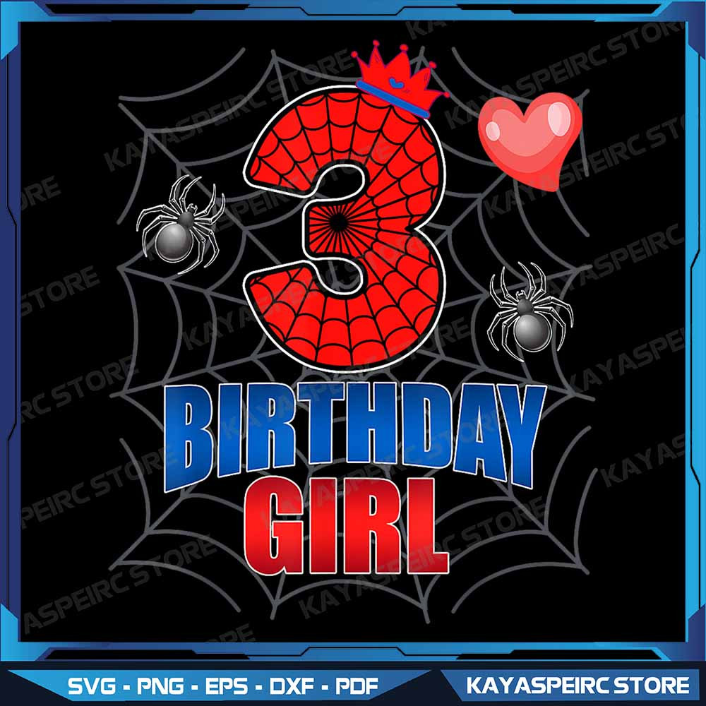 Kids Spider Web Three 3 Years Old Its My 3rd Birthday Girl Png Its My 3rd Birthday Spider Theme Par 0