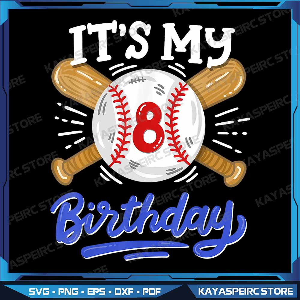 Kids 8th Baseball Birthday Party Boys Sport Fan 8 Years Old Png 8th Birthday Baseball Png Birthday  0