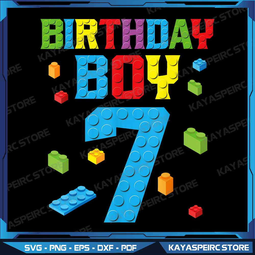 Master Builder 7th Birthday Boy 7 Seven Year Building Bricks Png Master Builder 7th Birthday Png Bu 0