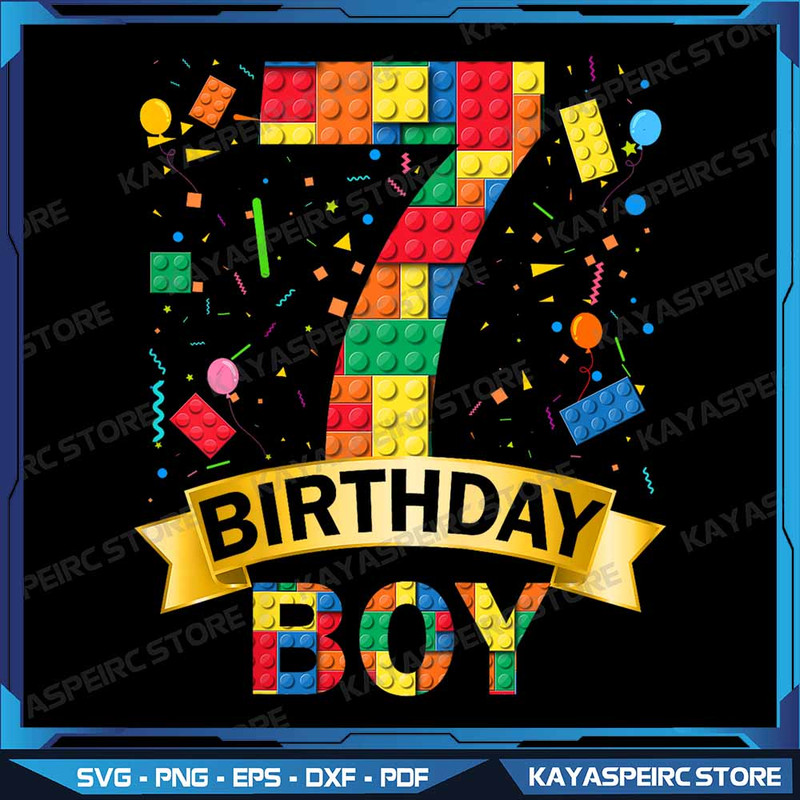 Kids 7rd Birthday Boy 7 Year Old Building Blocks 7th Birthday Boy Png Birthday Block Building Png B 0
