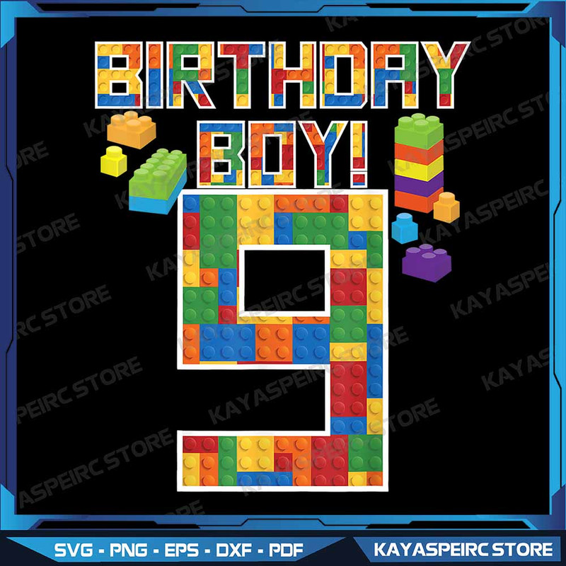 Cute 9th Birthday Gift 9 Years Old Block Building Boys Kids Png Birthday Block Building Png Blocks  0