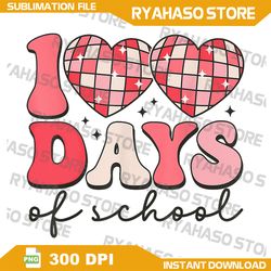 100 days of school retro disco hearts png, 100th day of school png, disco ball 100 days of school png, groovy 100 days