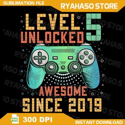 kids level 5 unlocked png, 5th birthday 5 year old gifts gamer bday png, level 5 unlocked png, 5th birthday boy gamer 5