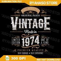vintage 1974 50th birthday decoration png, 50 year old gifts men png, 50th birthday png, vintage png, vintage 1974 png