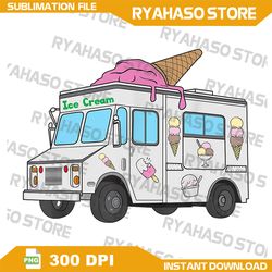 funny nostalgic ice cream truck png, summer adventure png, ice cream truck png, cute little ice cream truck png