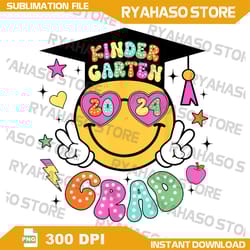 groovy kindergarten graduate happy face graduation 2024 grad png, last day of school png, preschool grad, kindergarten