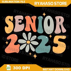 retro groovy senior 25 class of 2025 graduation smile grad png, retro graduation png, sublimation design