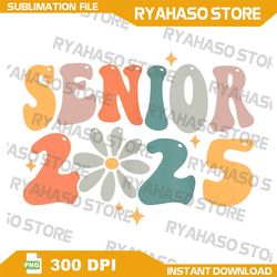 retro groovy senior 25 class of 2025 graduation smile grad png, retro graduation png, sublimation design, class of 2025